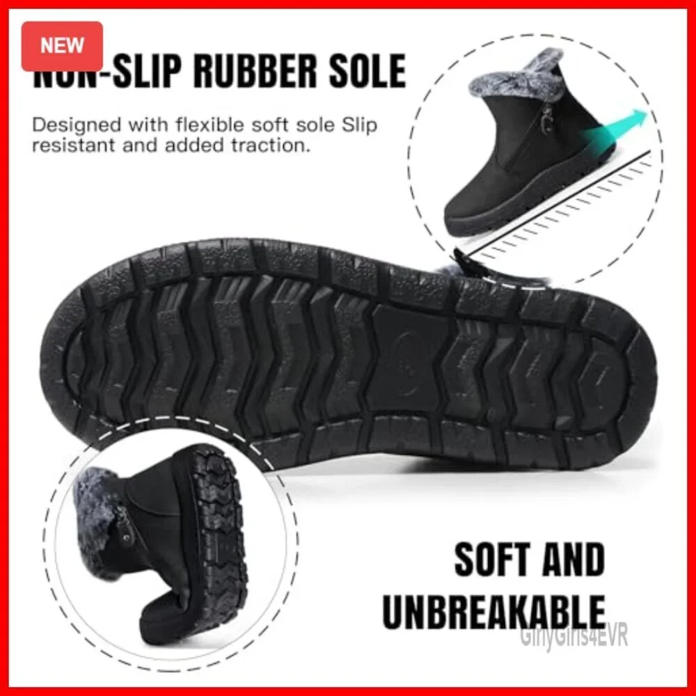 Women's Waterproof Snow Boots Ankle Fur Lined Winter Shoes Insulated
